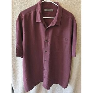 REI Mens Burgundy Short Sleeve Button Down Collared Shirt XXL Very Soft!